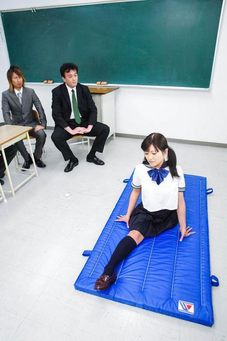 Aika Hoshino Asian flexible takes uniform off and sucks boner