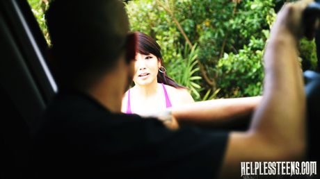 Asian teen Miko Dai strips and shows her perfect butt and tits in public