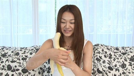 Serina Hayakawa Asian learns on fruits how to suck cock very well