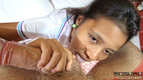 Asian teen Maricel gets her hairy pussy teased and dicked by her stepbrother