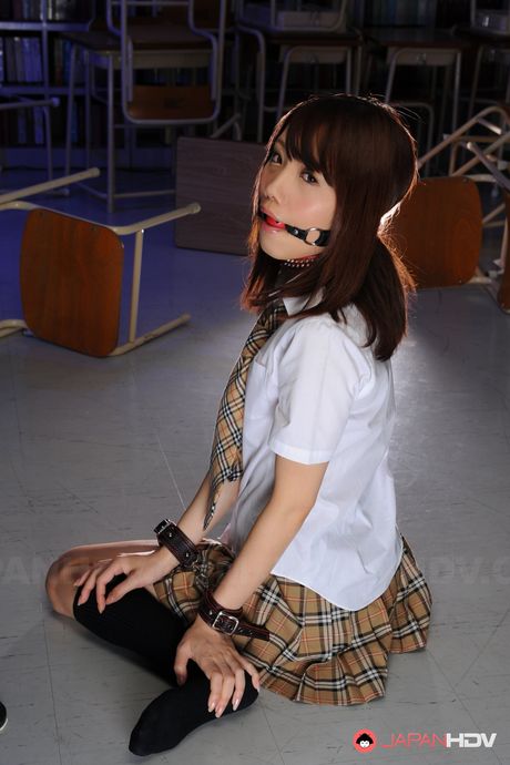 Super cute brunette darling Ageha Kinoshita in a sexy uniform