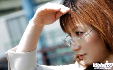 Stunning japanese cutie Akiko in lingerie revealing tiny tits and loving dildo